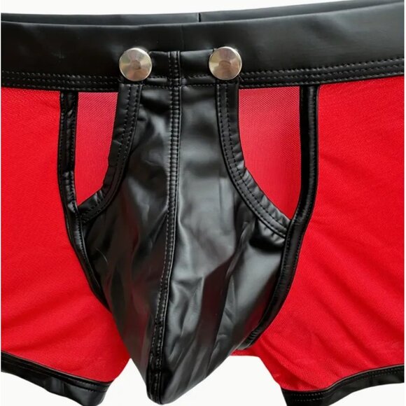 Low Rise Removable Faux Leather Crotch Boxer Brief M - Picture 4 of 9